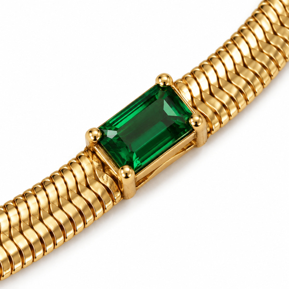 Emerald Station Snake Chain Bracelet