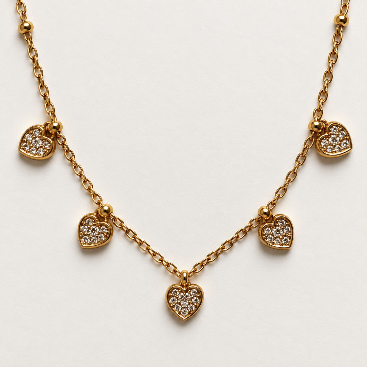 Petite Pave Heart Station Necklace detail view