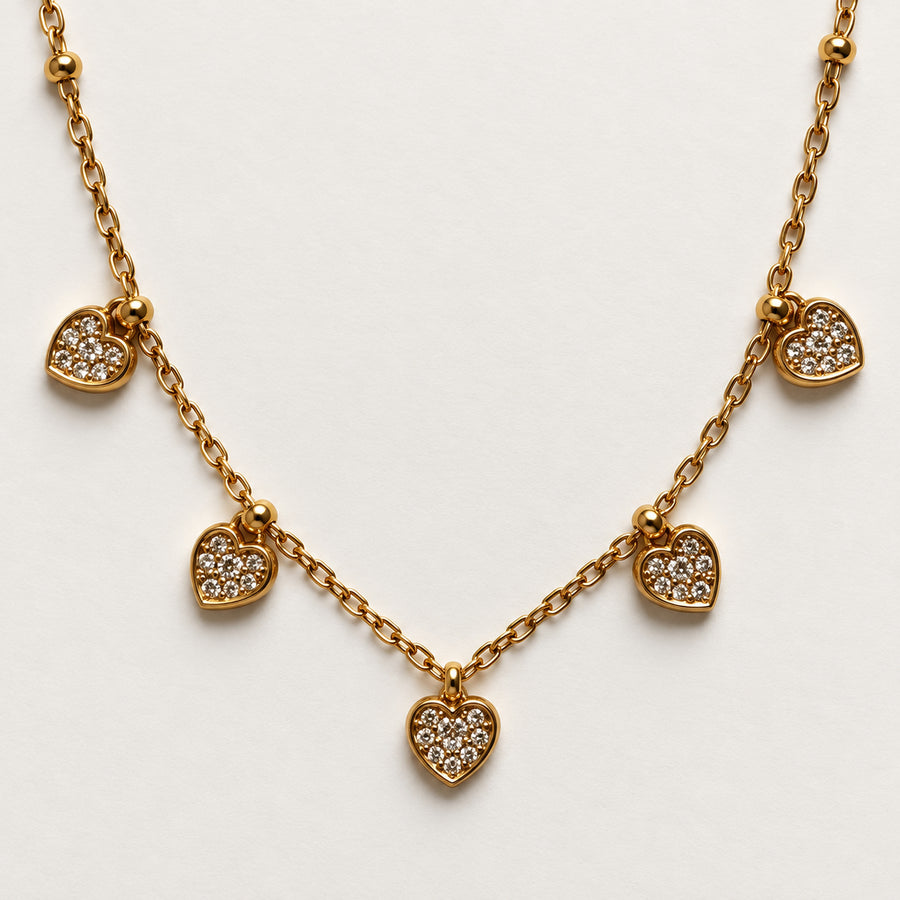 Petite Pave Heart Station Necklace detail view