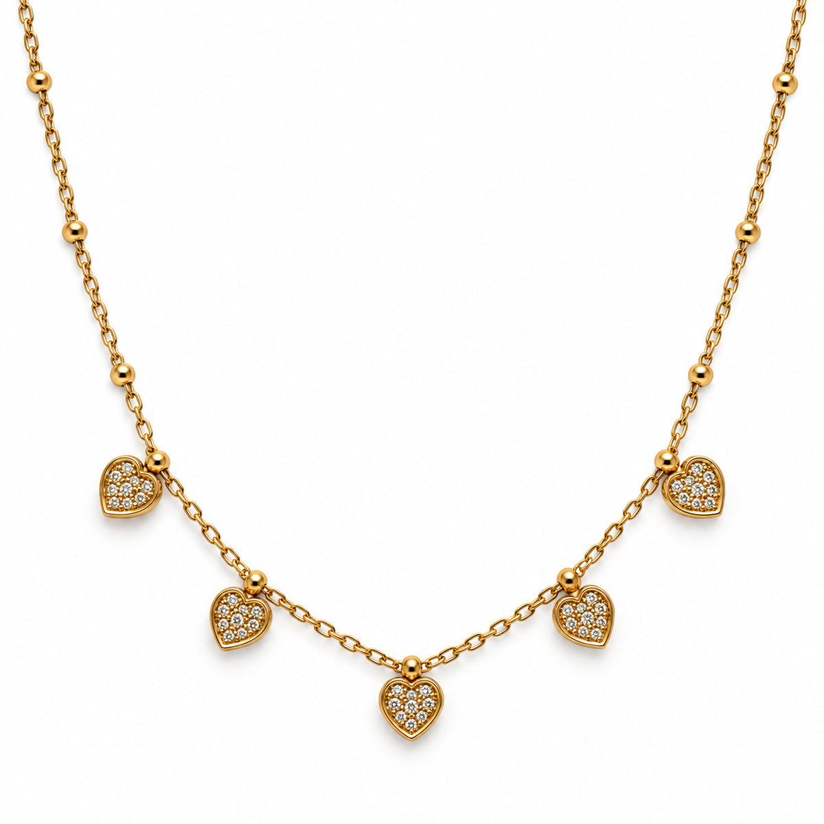 Petite Pave Heart Station Necklace product view