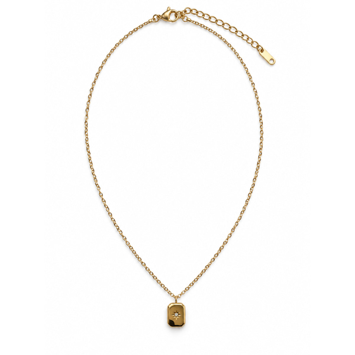 Rectangular Solitaire Pendant Necklace