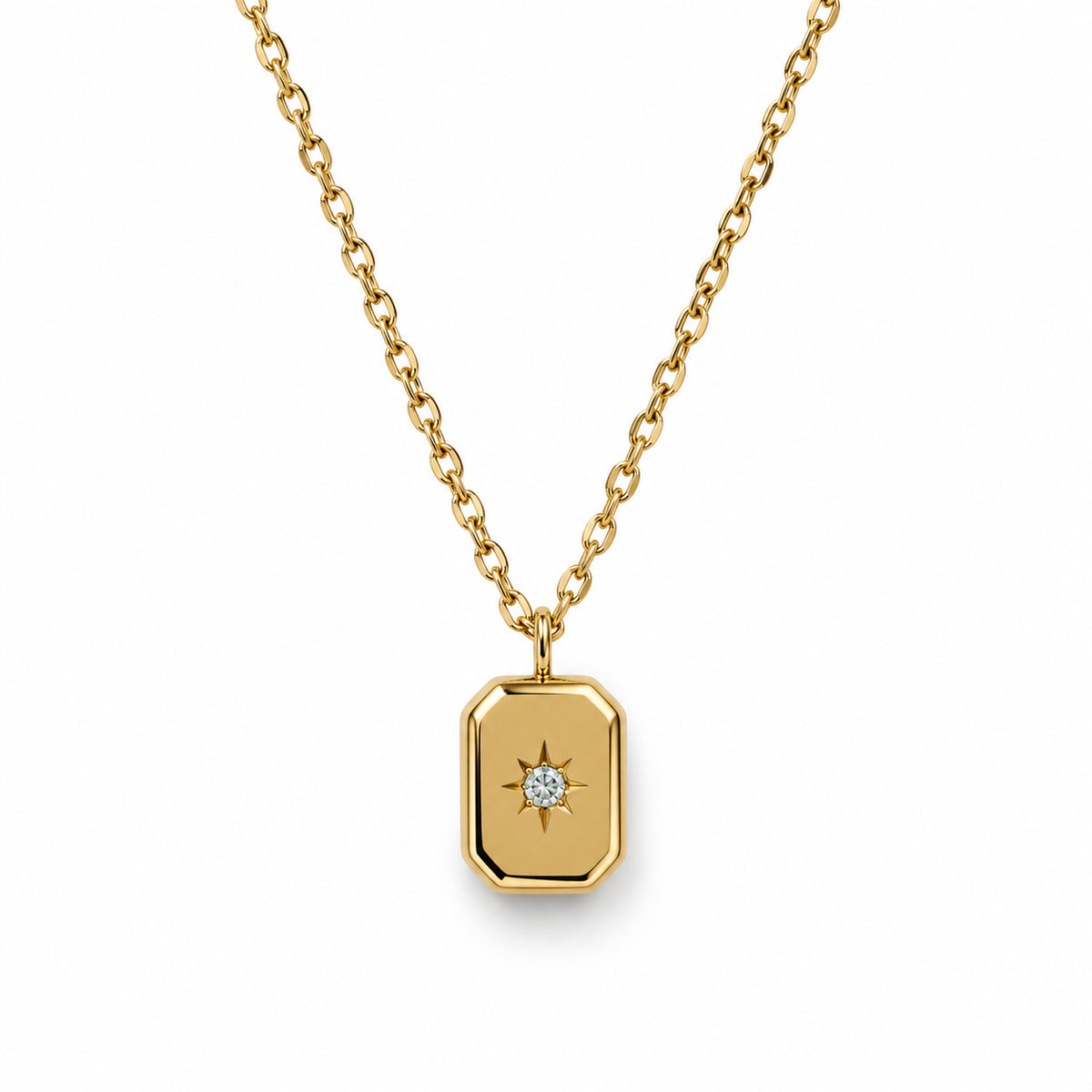 Rectangular Solitaire Pendant Necklace