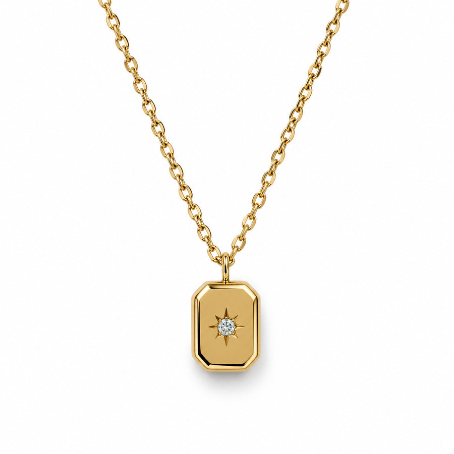 Rectangular Solitaire Pendant Necklace