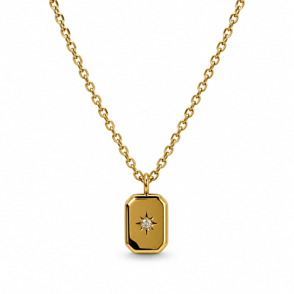 Rectangular Solitaire Pendant Necklace