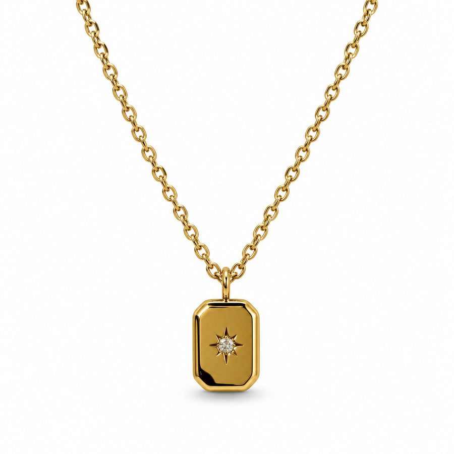 Rectangular Solitaire Pendant Necklace