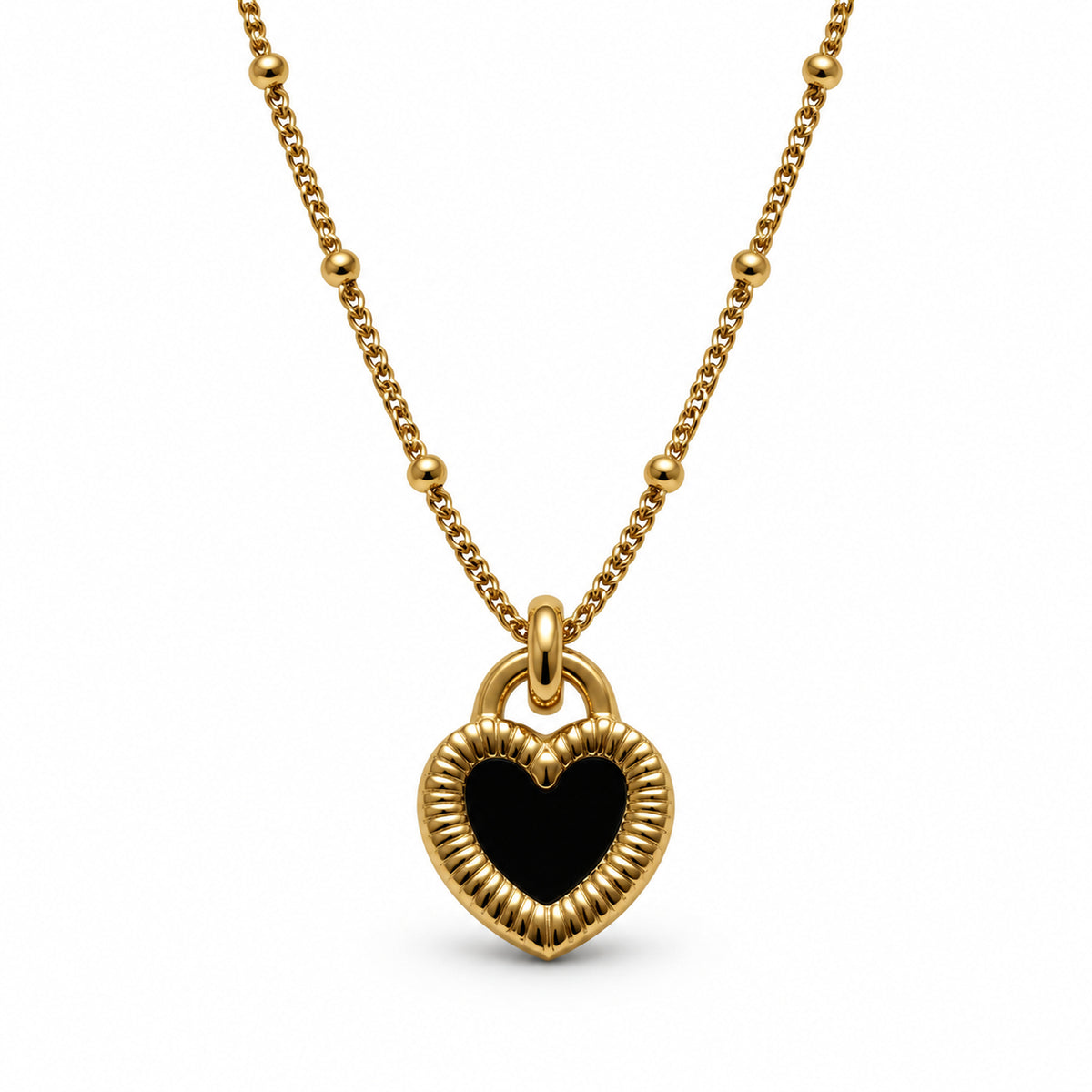 2 in 1 Reversible Black & White Heart Pendant  Necklace