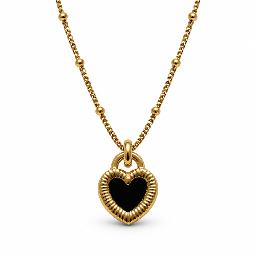 2 in 1 Reversible Black & White Heart Pendant  Necklace