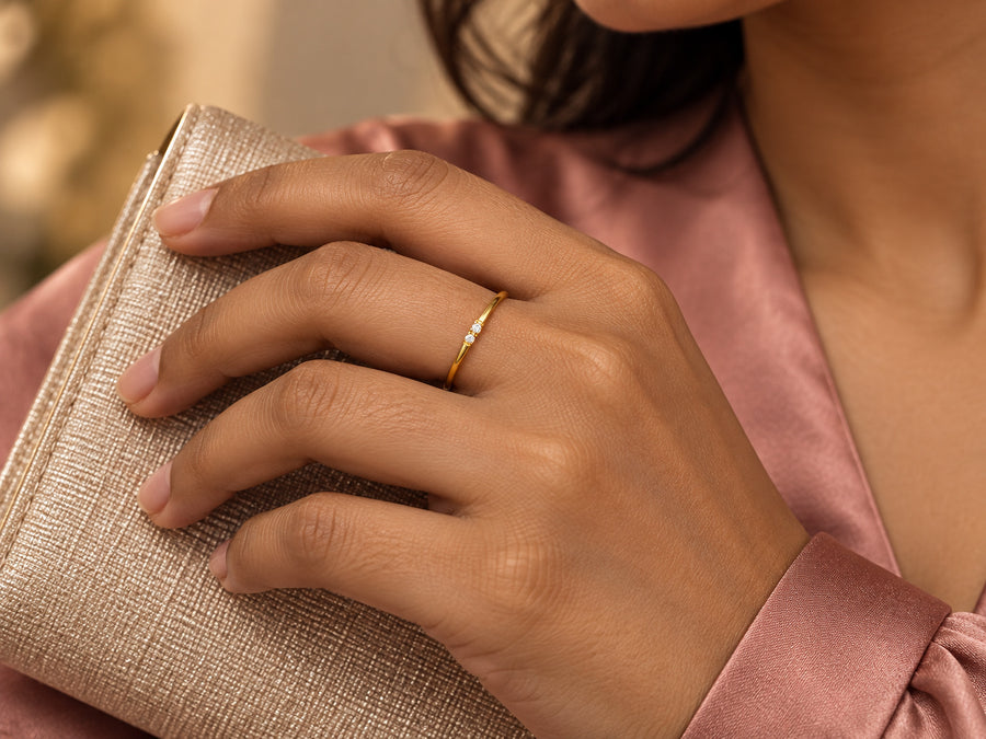 Petite Triple Crystal Band worn by model
