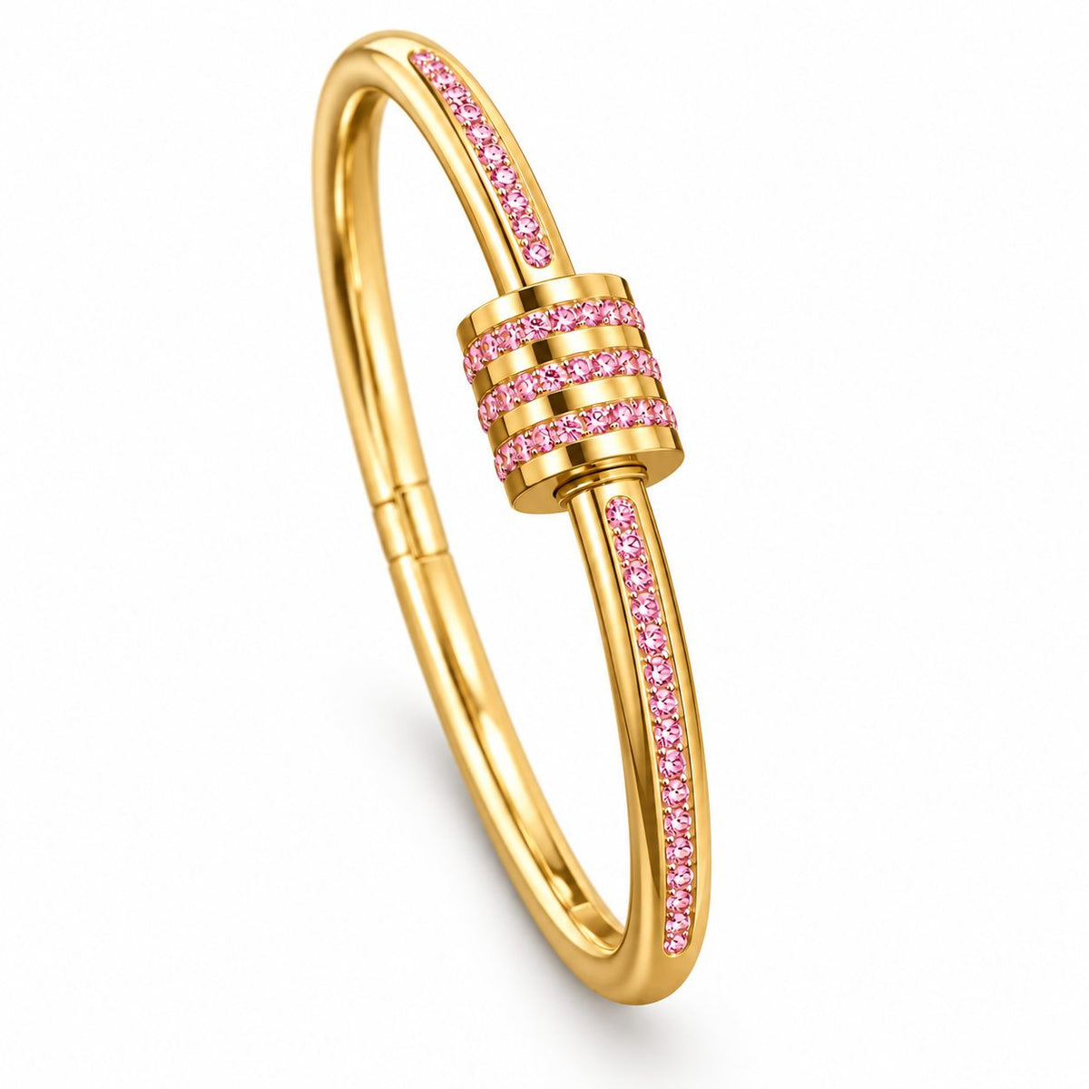 Pink Crystal Barrel Bangle - Main