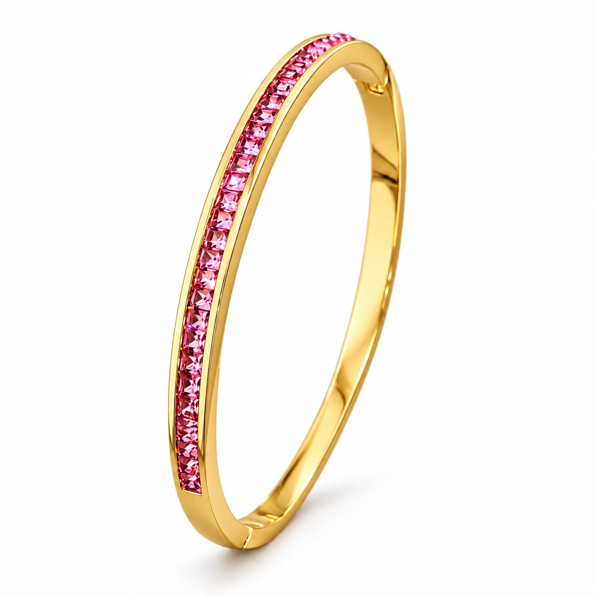 Pink Crystal Channel Bangle - Main