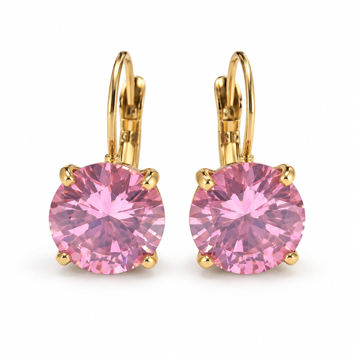 Pink Solitaire Drop Earrings