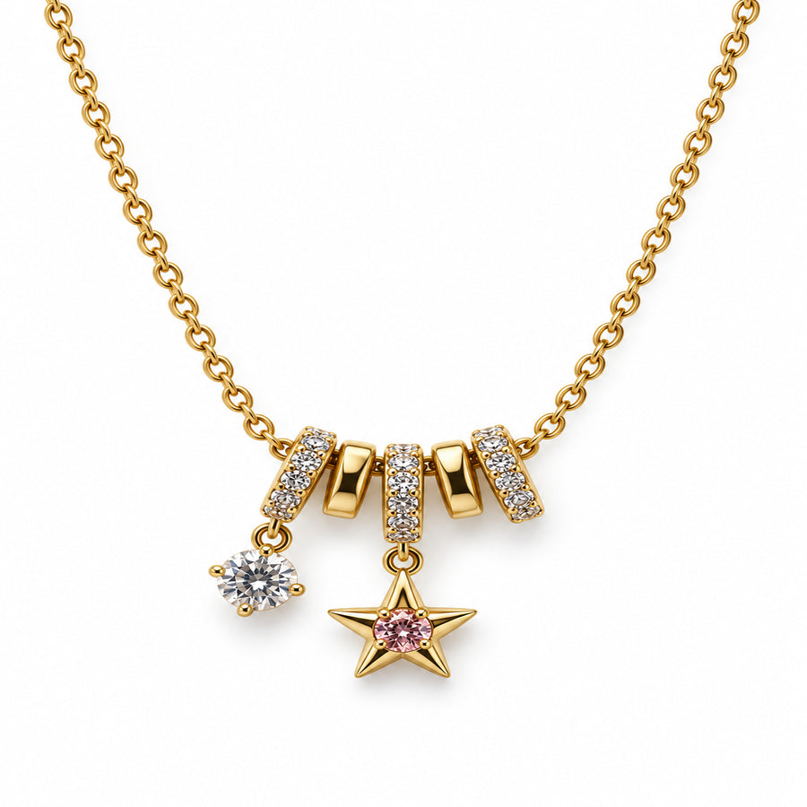 Pink Star Charm Necklace product view