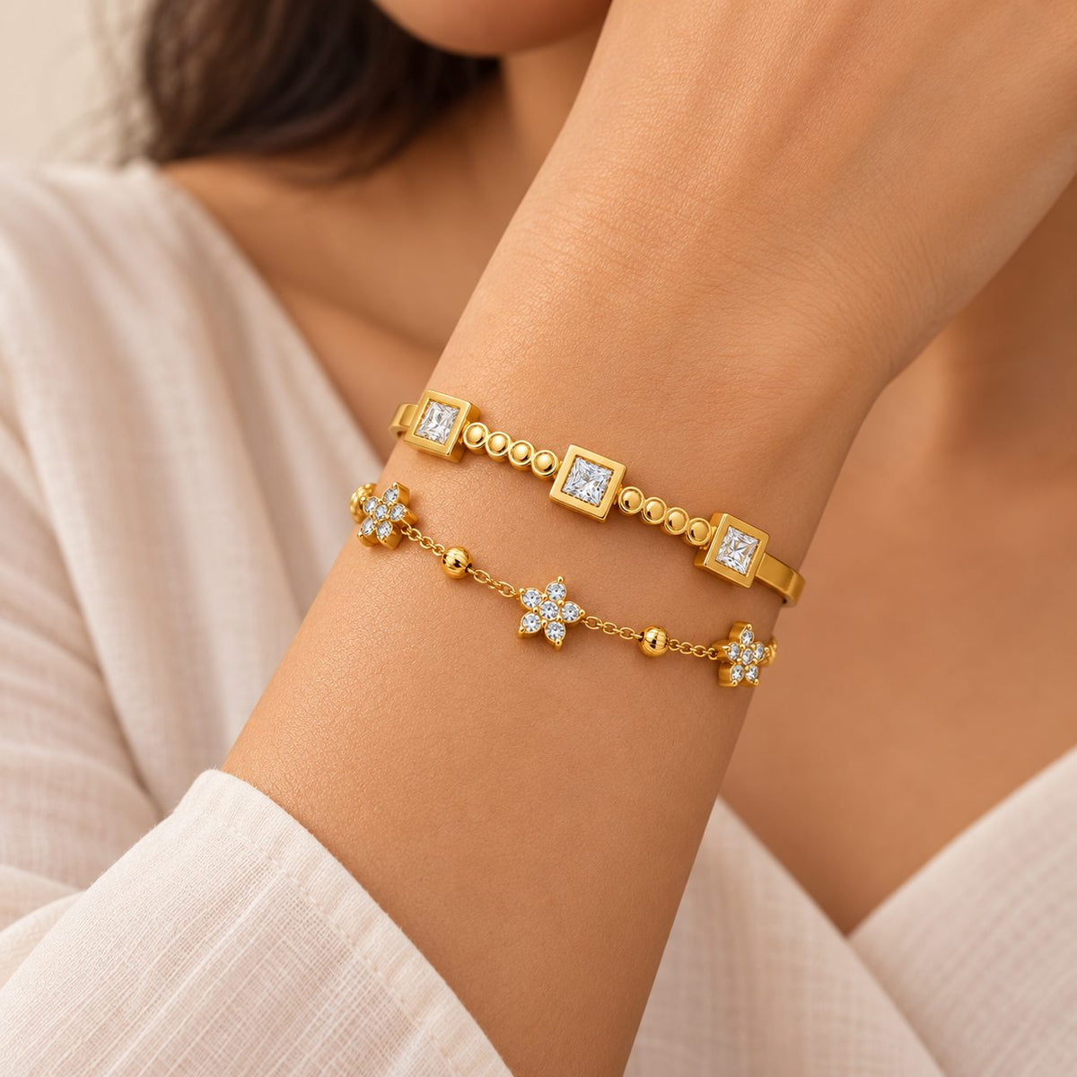 Princess Crystal Station Bangle - Stacking