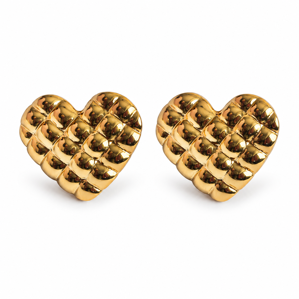 Quilted Heart Stud Earrings - Main