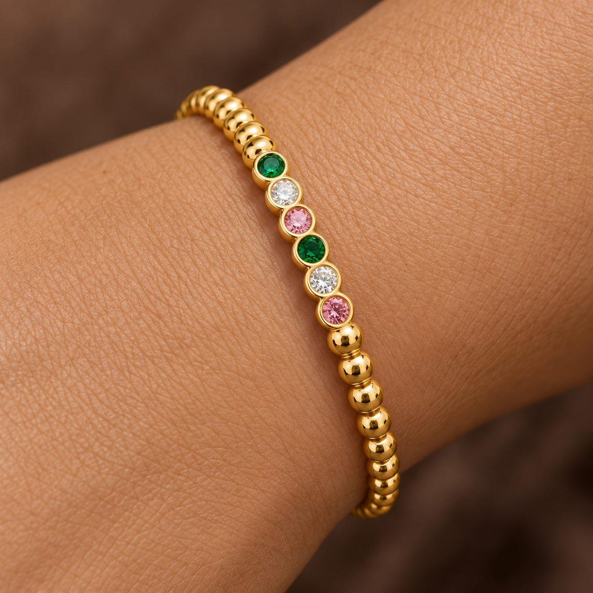 Rainbow Beaded Bangle - Macro