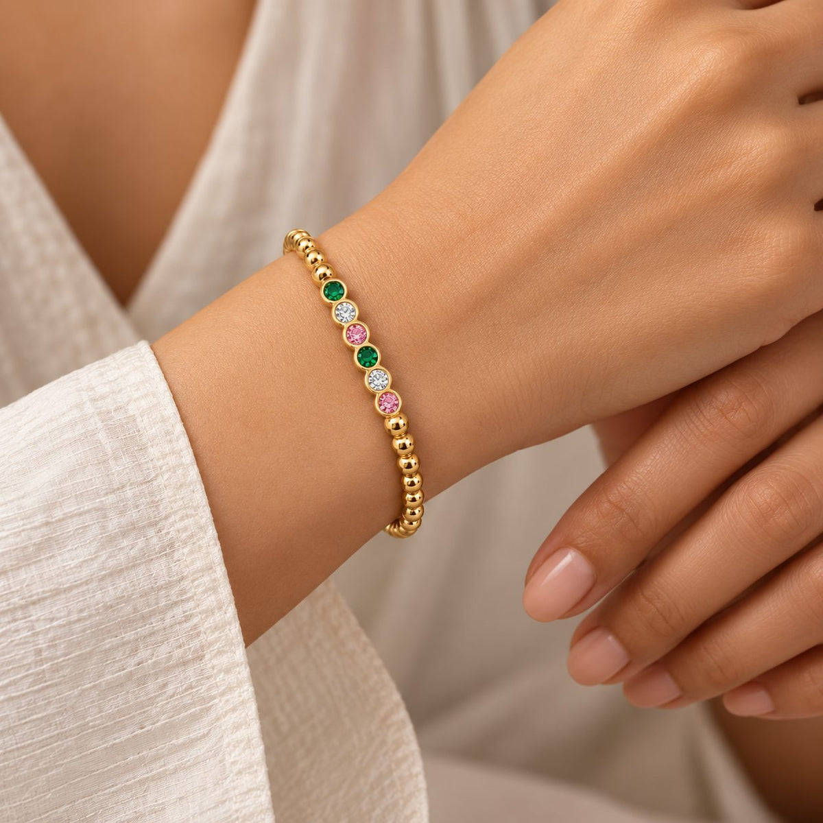 Rainbow Beaded Bangle - Model