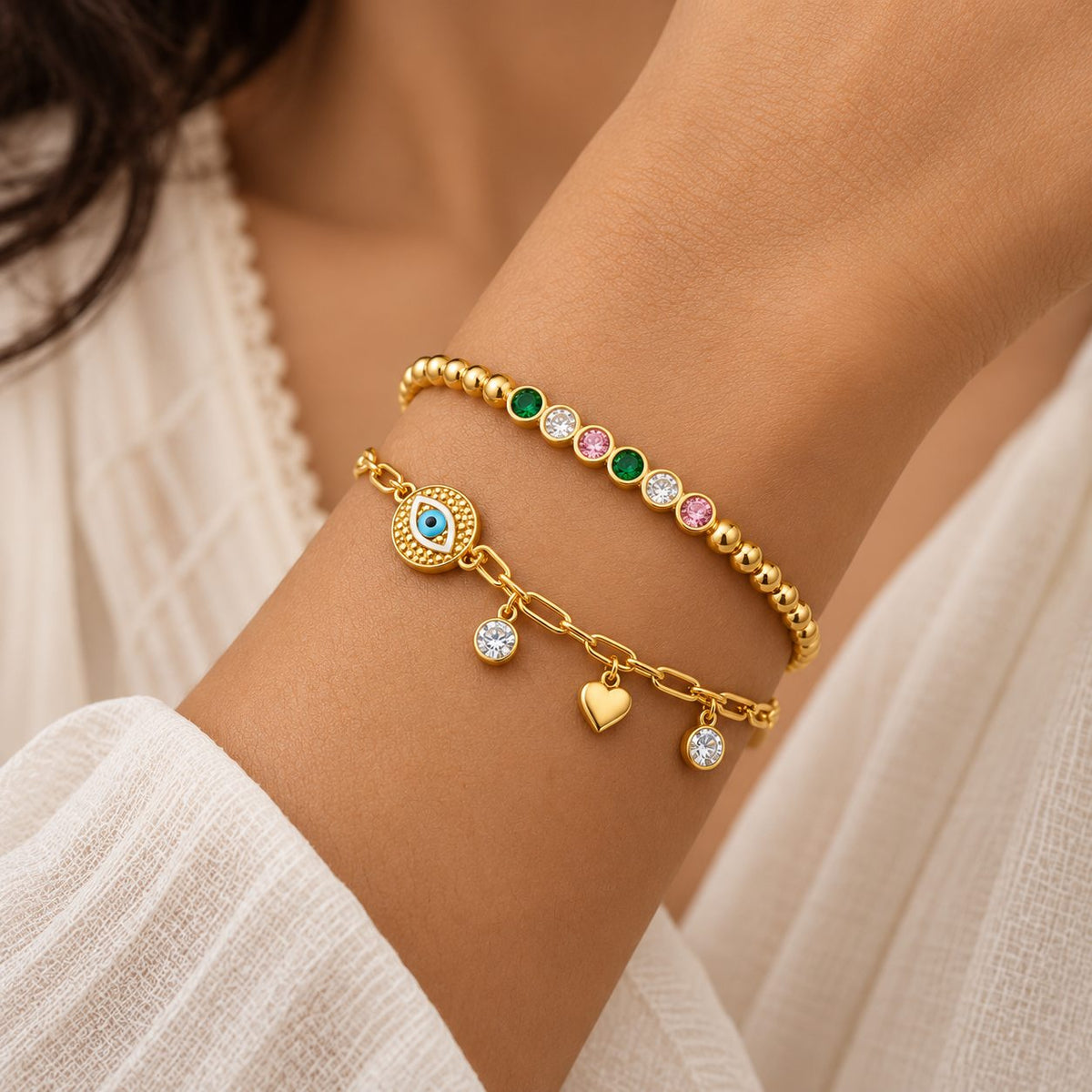 Rainbow Beaded Bangle - Stacking