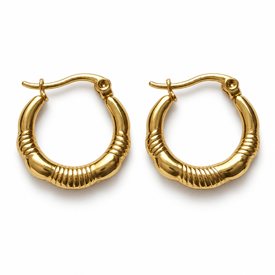 Ribbed Mini Hoop Earrings - Main