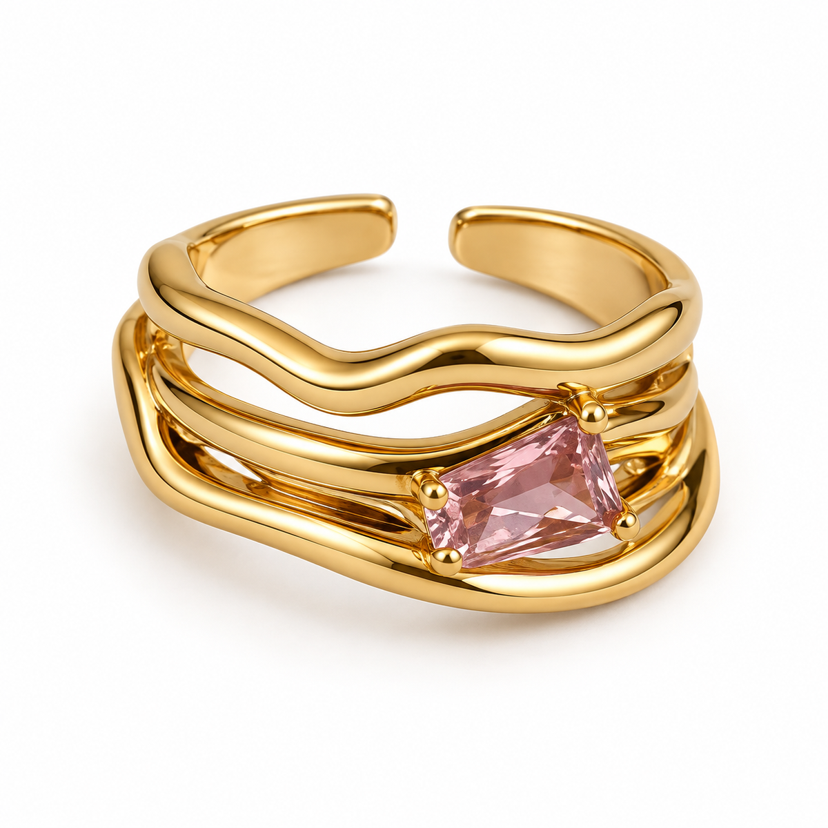 Rose Crystal Wave Ring - Details