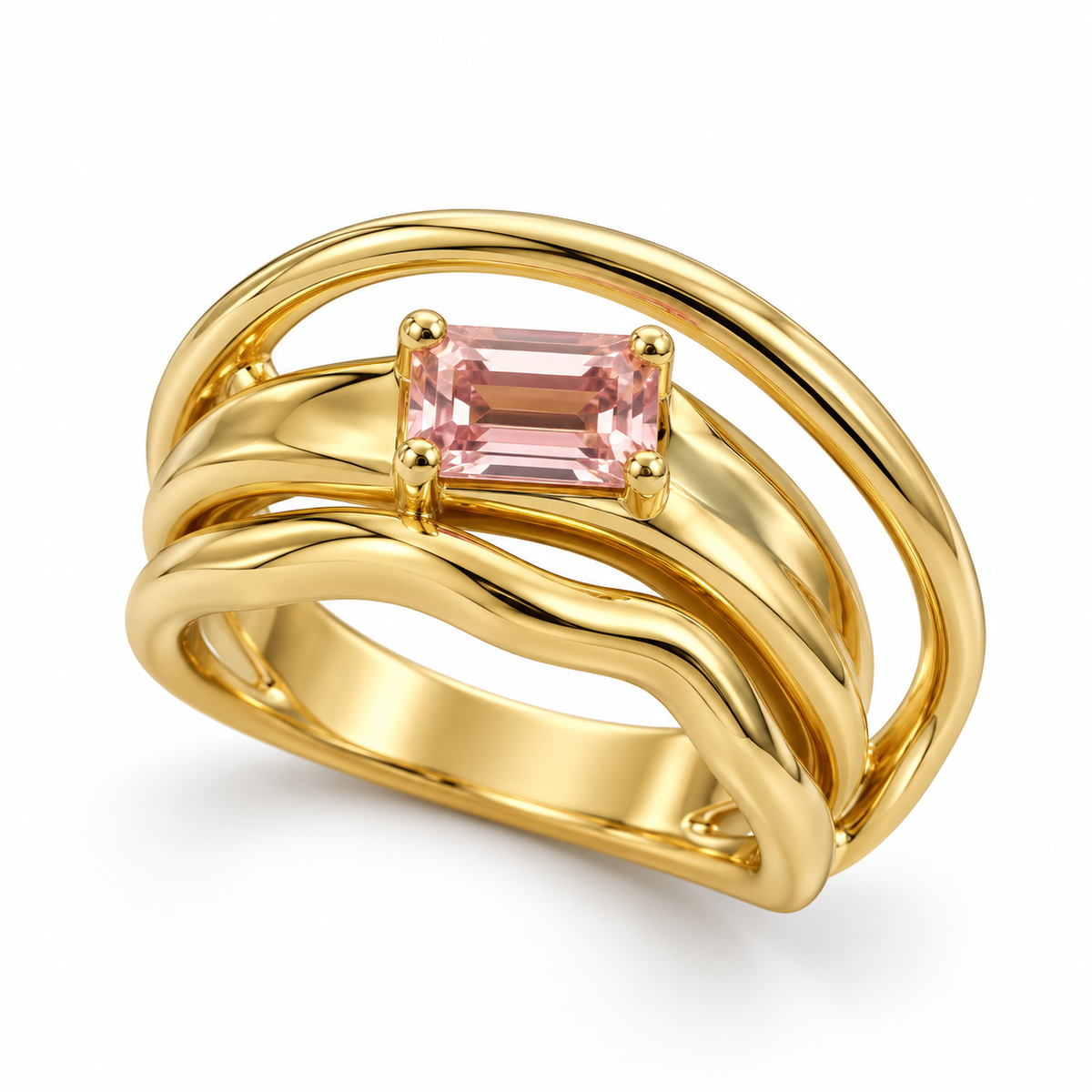 Rose Crystal Wave Ring - Main