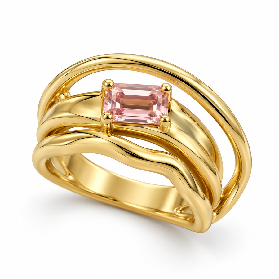 Rose Crystal Wave Ring - Main