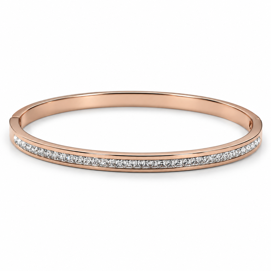 Rose Gold Crystal Line Bangle - Main