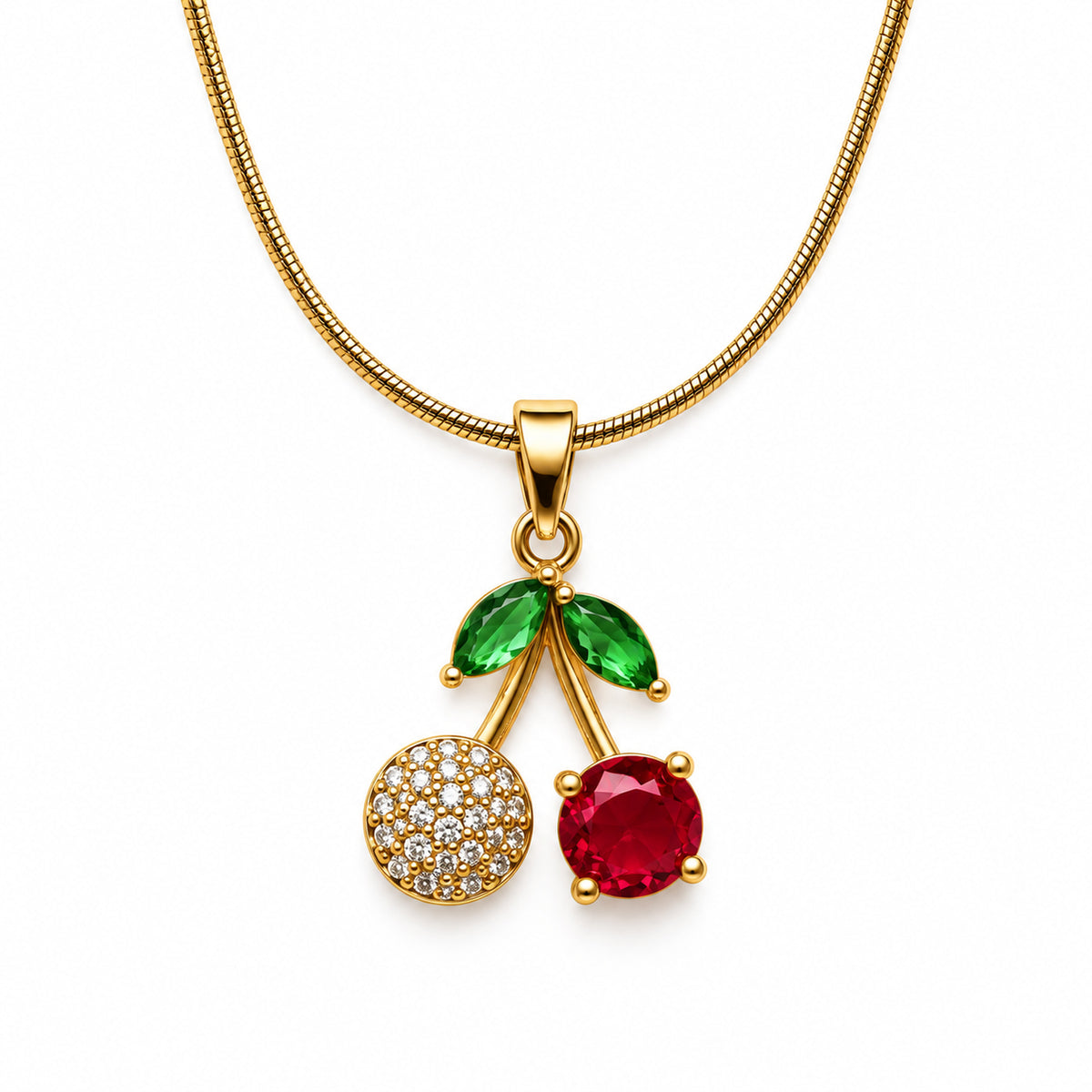 Ruby Crystal Cherry Pendant Necklace product view