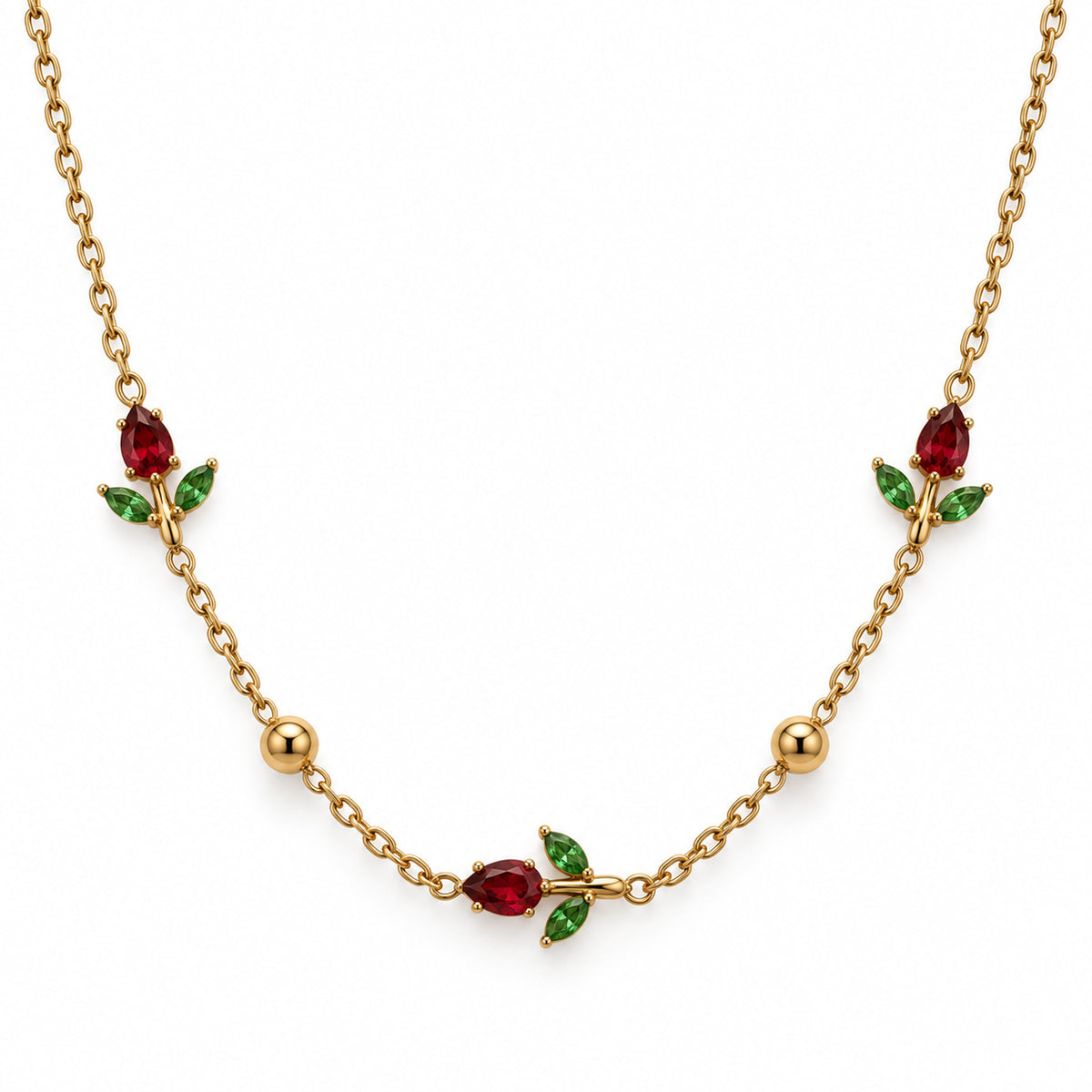Ruby Floral Station Necklace product view
