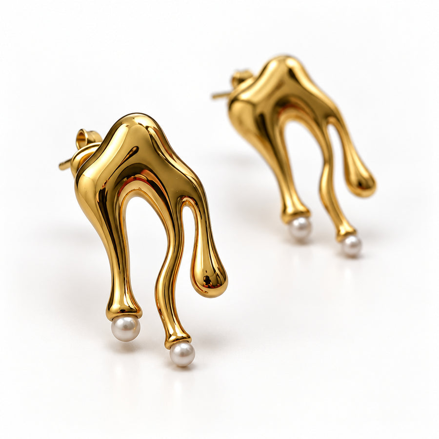Sculpted Drip Stud Earrings details view