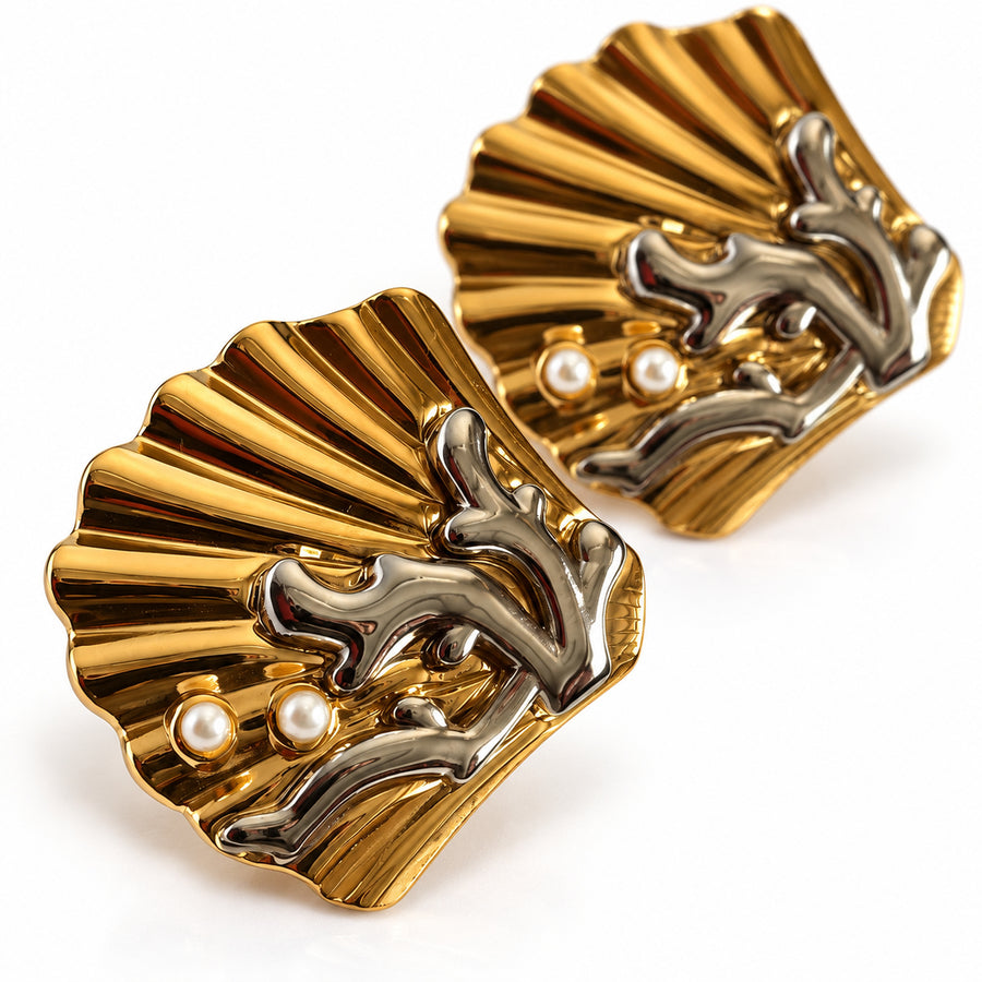 Sculpted Fan Statement Earrings details view