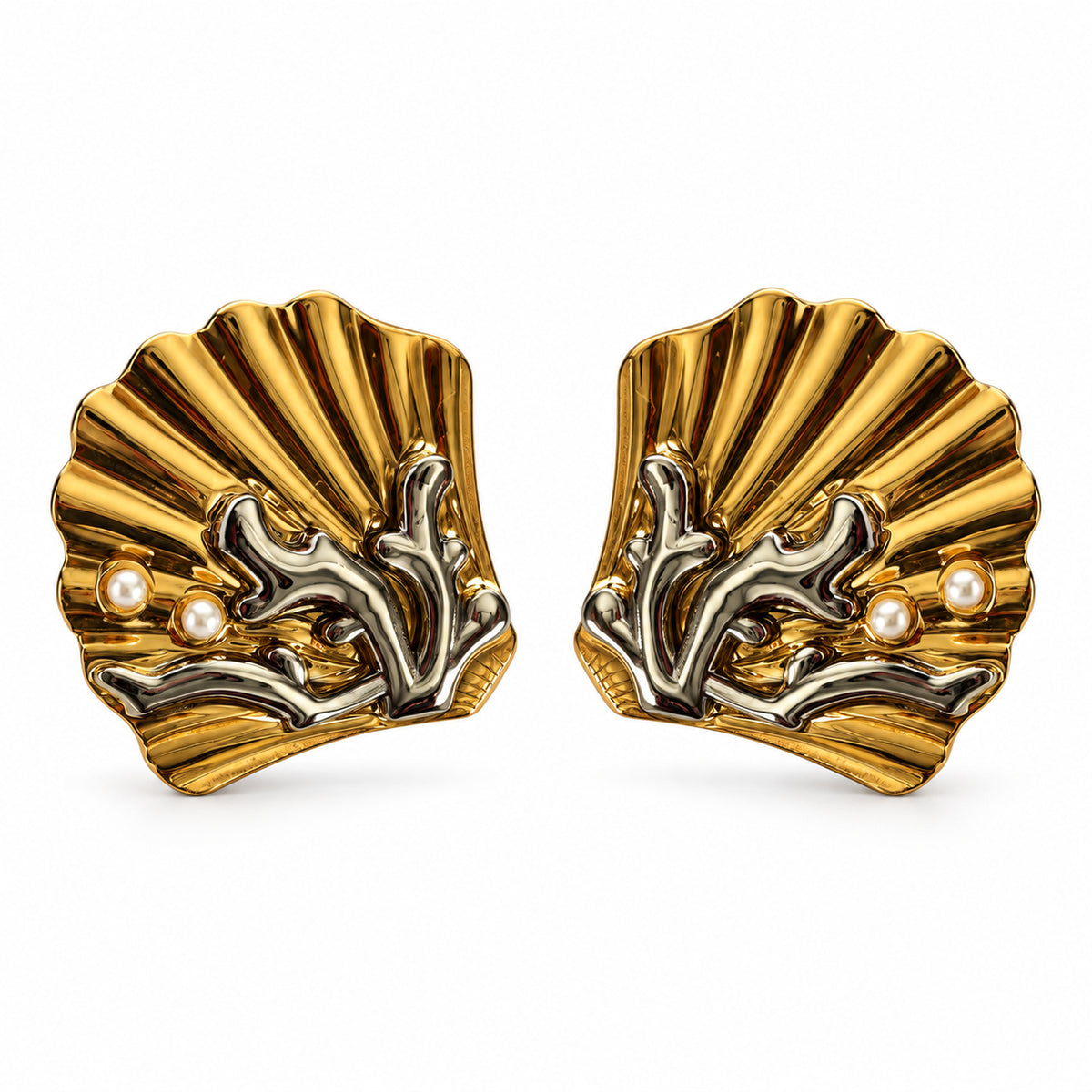 Sculpted Fan Statement Earrings main view