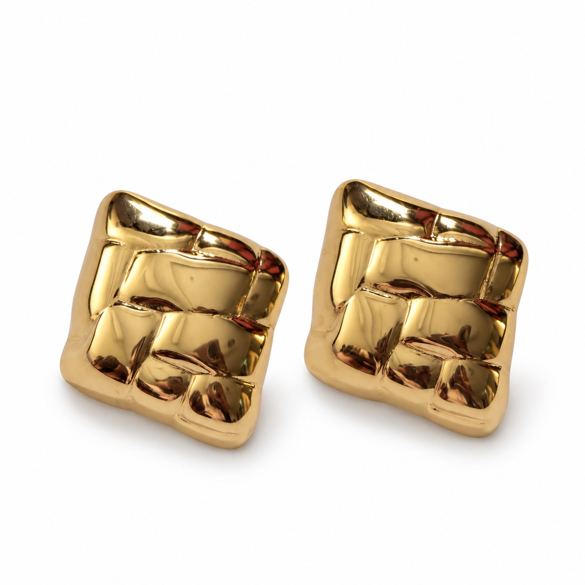 Sculpted Square Stud Earrings - Main