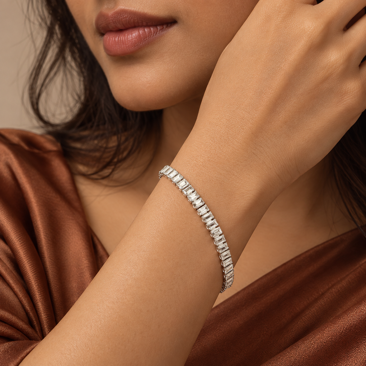 Silver Baguette Tennis Bracelet - Model