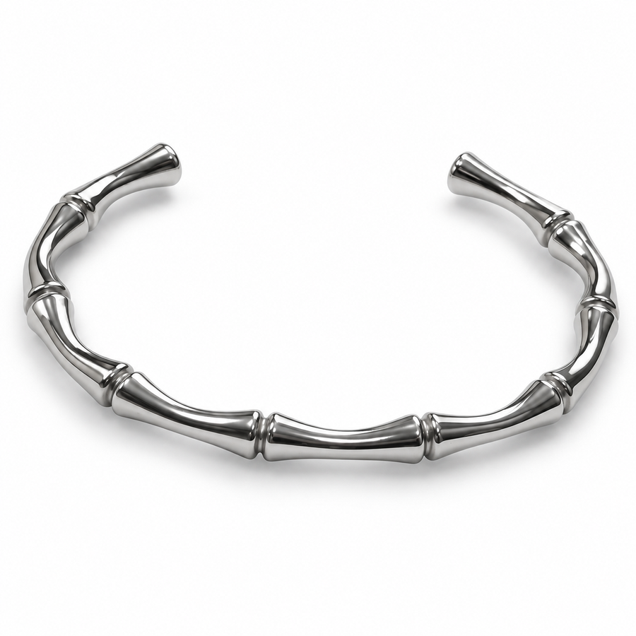 Silver Bamboo Cuff Bracelet - Main