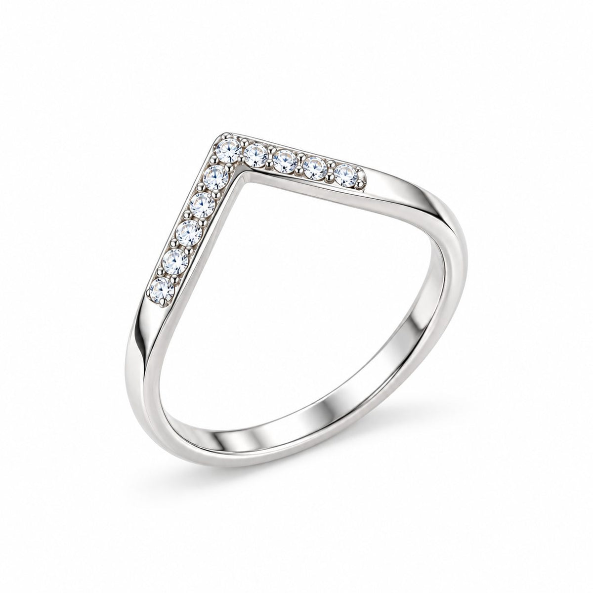 Silver Crystal Chevron Ring - Main