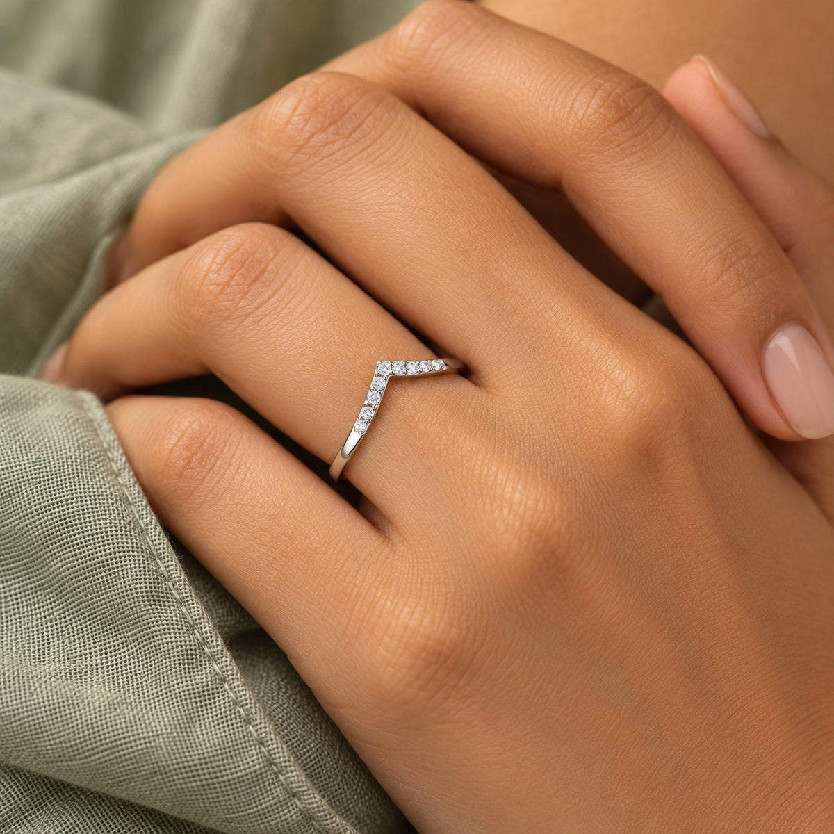 Silver Crystal Chevron Ring - Model