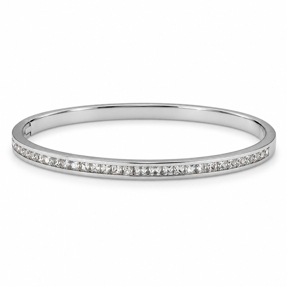 Silver Crystal Line Bangle - Main