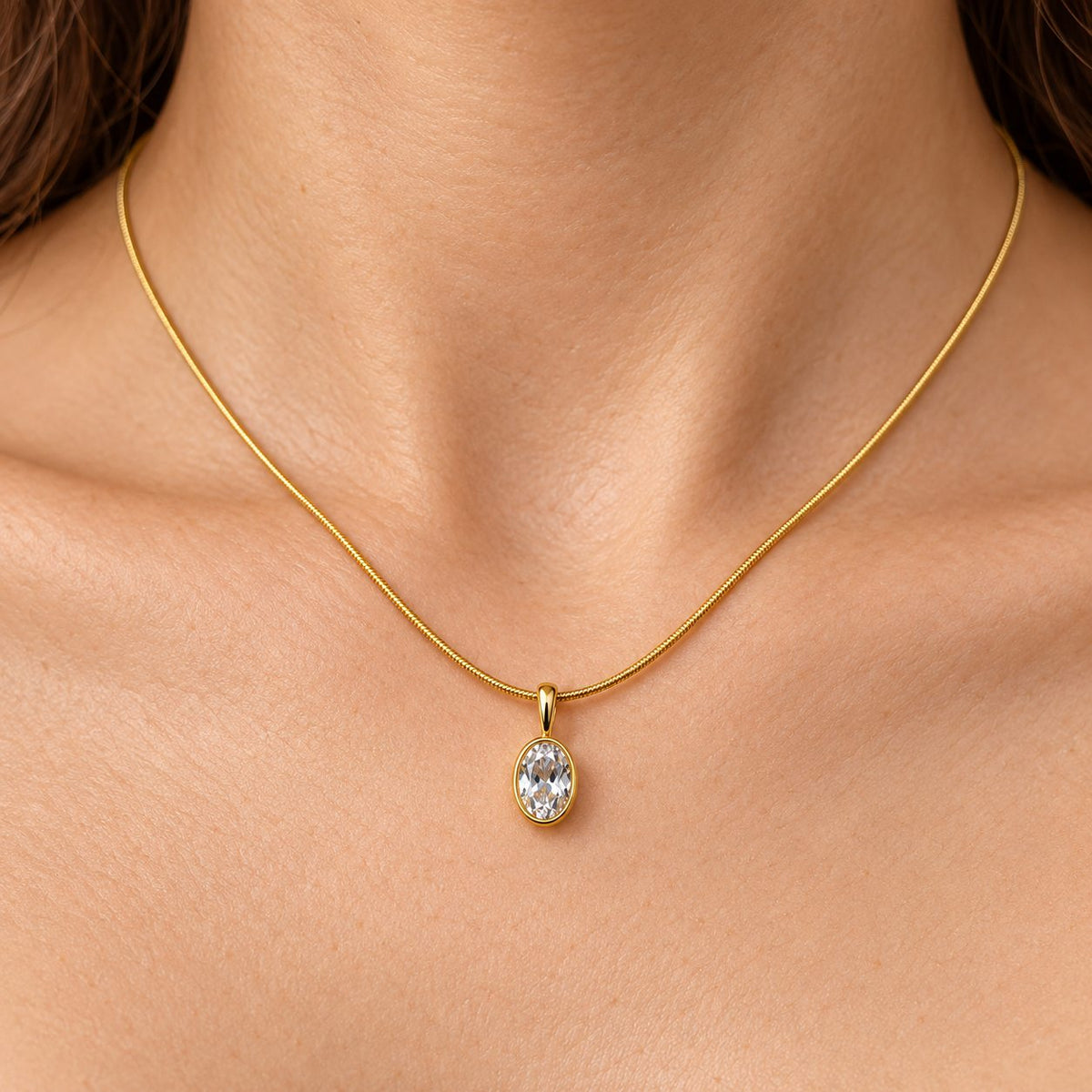 Six Colour Oval Crystal Pendant Necklace Set - Macro