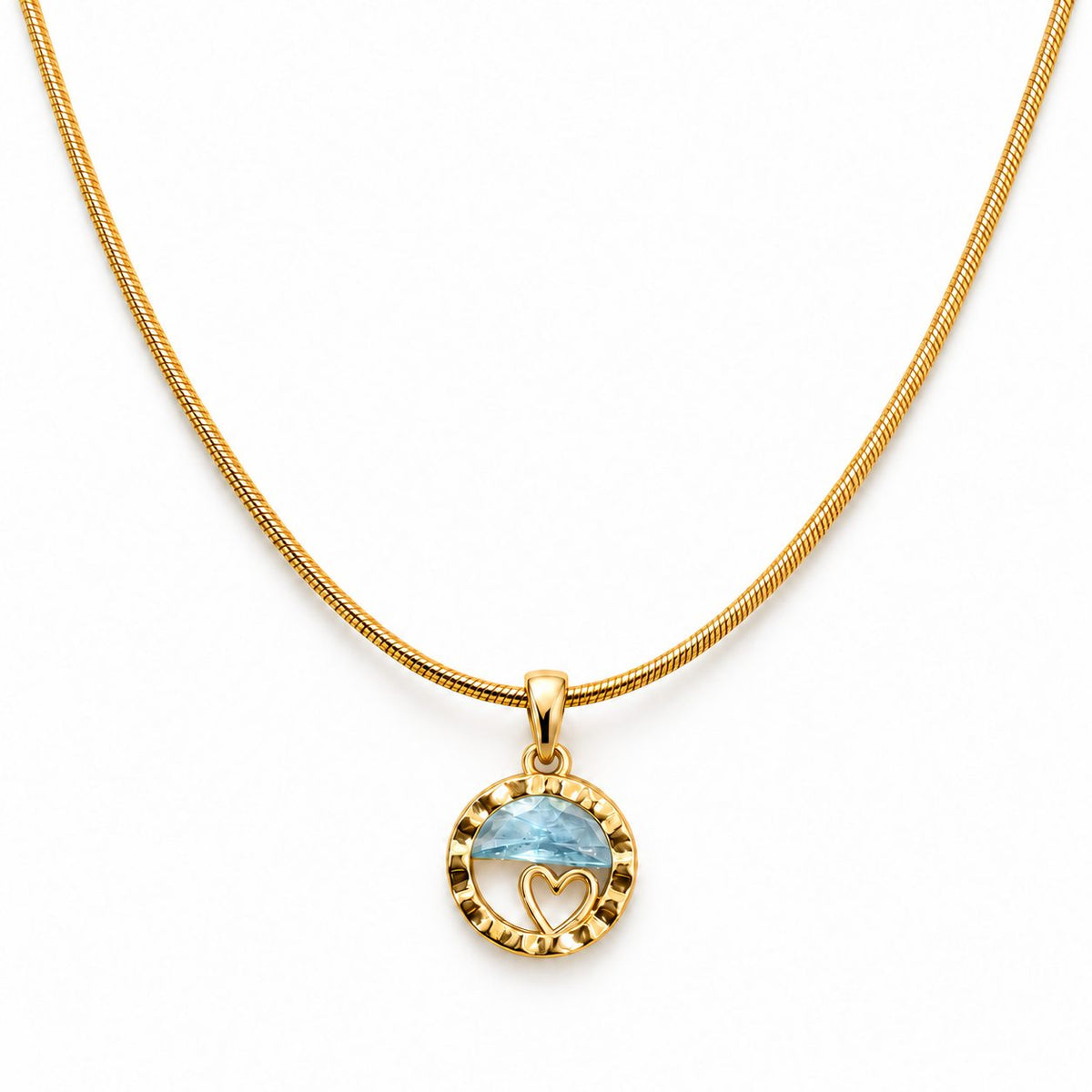 Sky Blue Heart Medallion Necklace - Main