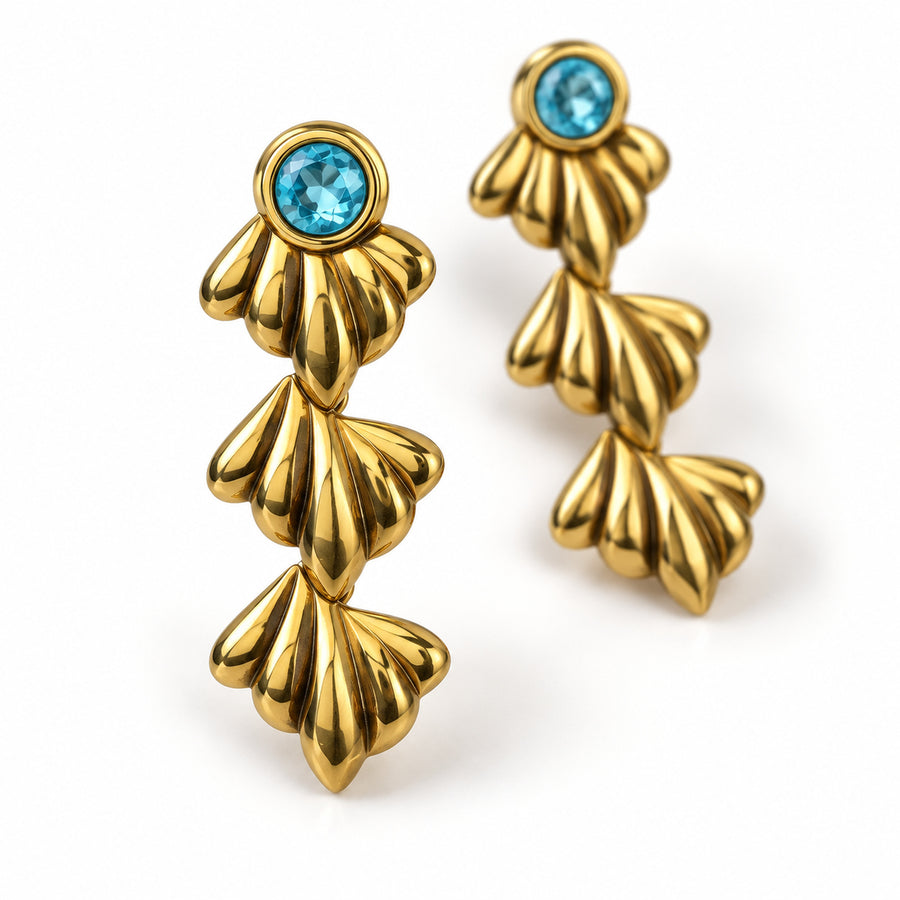 Turquoise Leaf Drop Earrings details view