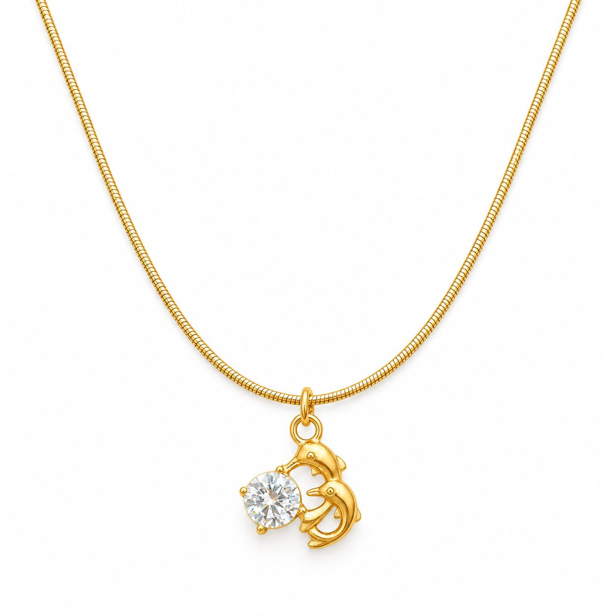 Twin Dolphin Crystal Necklace - Main